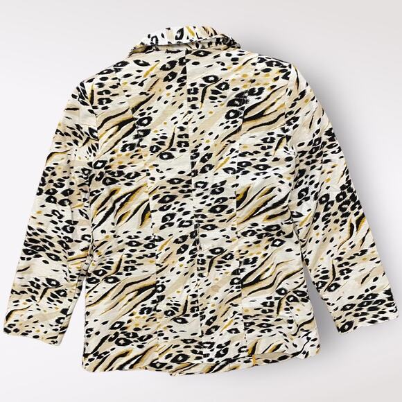 Tweeds Silk Animal Print Trench Style Jacket Size M - Picture 6 of 8